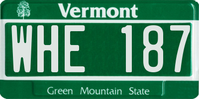 VT license plate WHE187