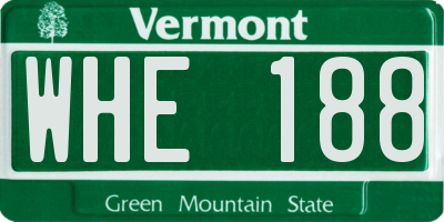 VT license plate WHE188