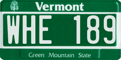 VT license plate WHE189