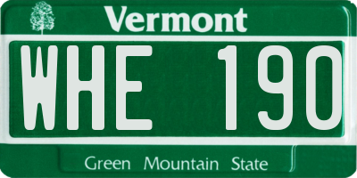 VT license plate WHE190