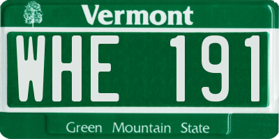 VT license plate WHE191
