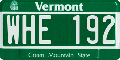 VT license plate WHE192