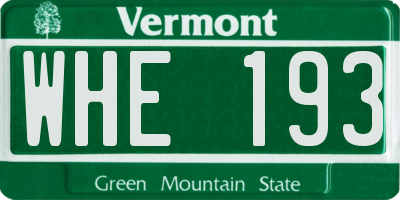 VT license plate WHE193