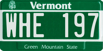VT license plate WHE197