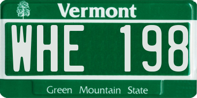 VT license plate WHE198
