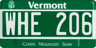 VT license plate WHE206