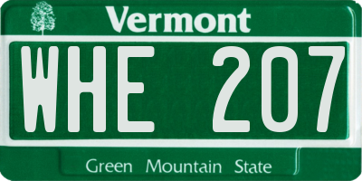 VT license plate WHE207