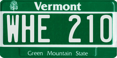 VT license plate WHE210