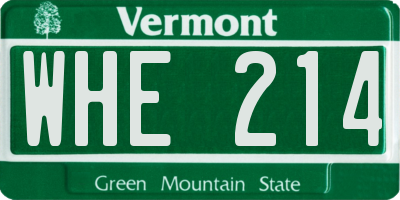 VT license plate WHE214