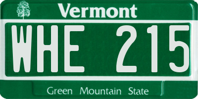 VT license plate WHE215