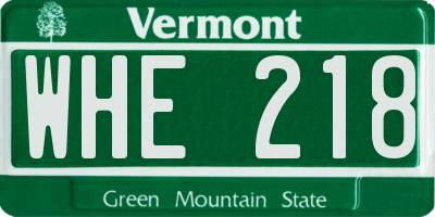 VT license plate WHE218