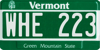 VT license plate WHE223