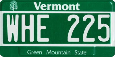 VT license plate WHE225