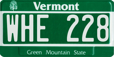 VT license plate WHE228