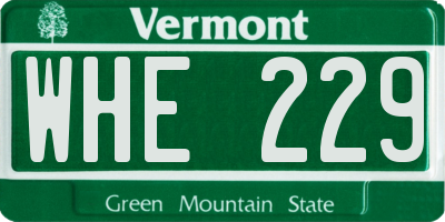 VT license plate WHE229