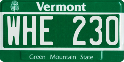 VT license plate WHE230