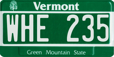 VT license plate WHE235
