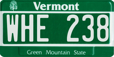 VT license plate WHE238