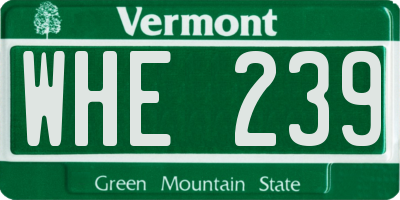 VT license plate WHE239