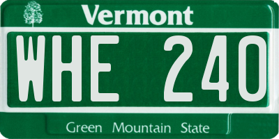 VT license plate WHE240