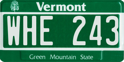 VT license plate WHE243