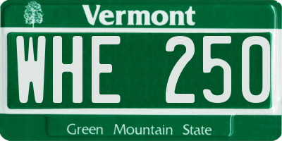 VT license plate WHE250