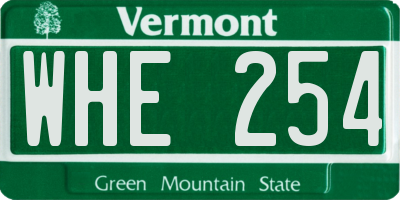 VT license plate WHE254