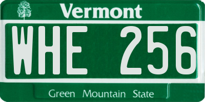 VT license plate WHE256