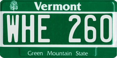 VT license plate WHE260