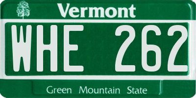 VT license plate WHE262