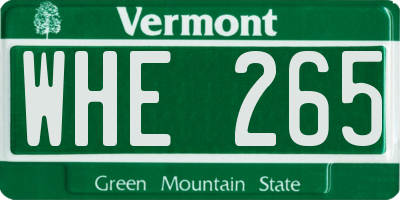 VT license plate WHE265