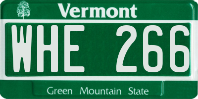 VT license plate WHE266