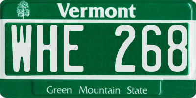 VT license plate WHE268