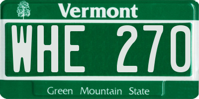 VT license plate WHE270