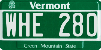 VT license plate WHE280
