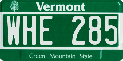 VT license plate WHE285