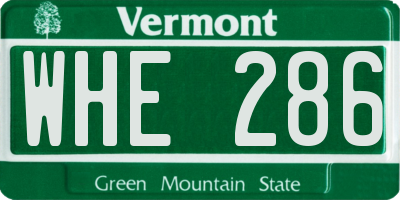 VT license plate WHE286