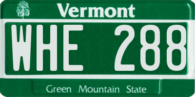 VT license plate WHE288
