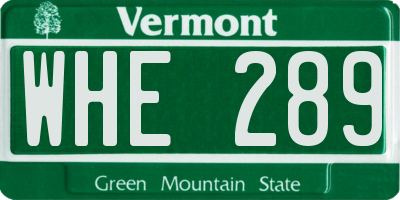 VT license plate WHE289