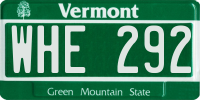 VT license plate WHE292