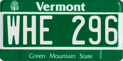 VT license plate WHE296
