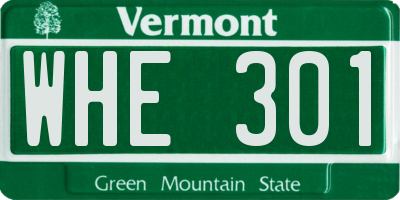 VT license plate WHE301