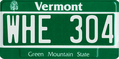 VT license plate WHE304