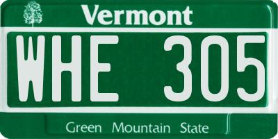 VT license plate WHE305