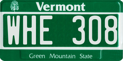 VT license plate WHE308