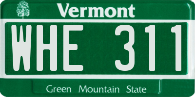VT license plate WHE311