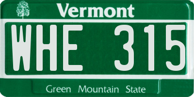 VT license plate WHE315