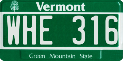 VT license plate WHE316