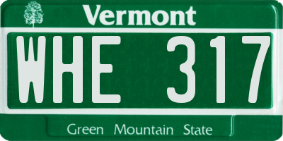 VT license plate WHE317