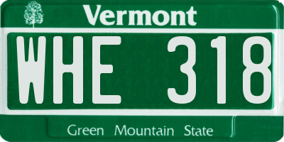 VT license plate WHE318